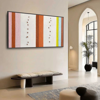 COLOR CADENCE: Textured Colorful Abstract Impasto Stripe Painting | Abstract mood, soft natural light studio shot
