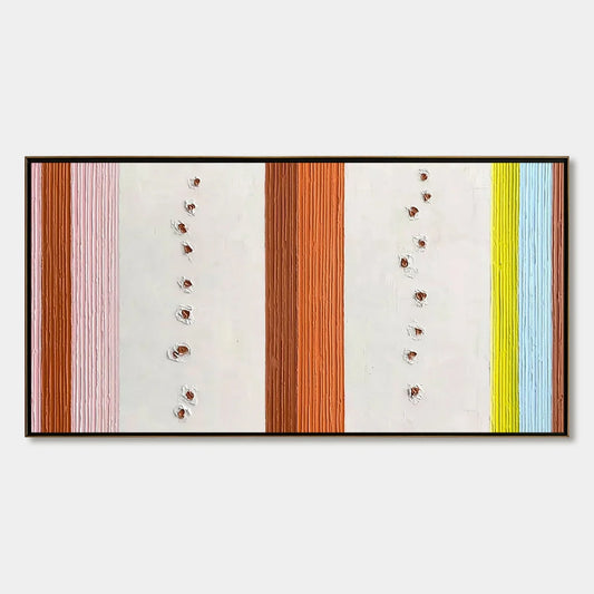 COLOR CADENCE: Textured Colorful Abstract Impasto Stripe Painting | hanging in COLOR CADENCE: Textured Colorful Abstract Impasto Stripe Painting featuring layered textured brushwork in refined tone...
