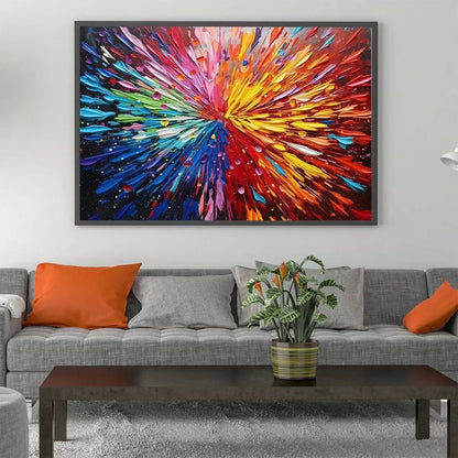 COLOR EXPLOSION: Textured Impasto Abstract Painting in Rainbow Colors | Abstract closeup, raised brushwork detail