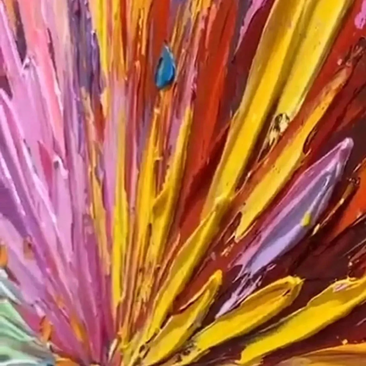 COLOR EXPLOSION: Textured Impasto Abstract Painting in Rainbow Colors | rectangular format, hand-painted canvas edge