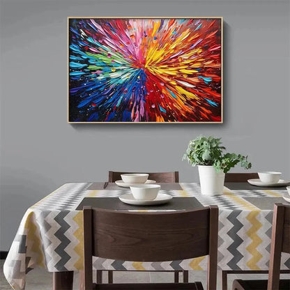 COLOR EXPLOSION: Textured Impasto Abstract Painting in Rainbow Colors | Abstract mood, soft natural light studio shot