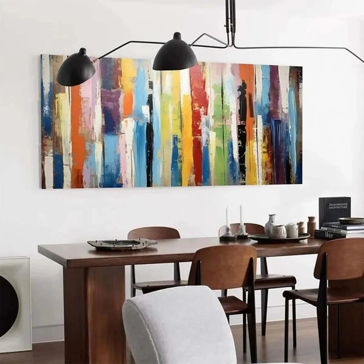 COLOR HARMONY: Abstract Painting with Colorful Vertical Stripes | rolled canvas, ready for custom framing