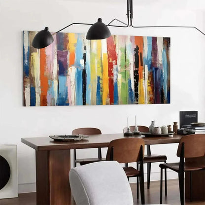COLOR HARMONY: Abstract Painting with Colorful Vertical Stripes | rolled canvas, ready for custom framing