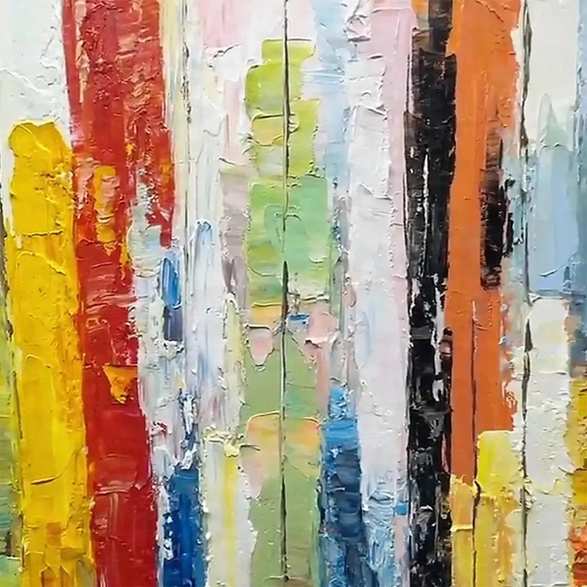 COLOR HARMONY: Abstract Painting with Colorful Vertical Stripes | Abstract mood, soft natural light studio shot