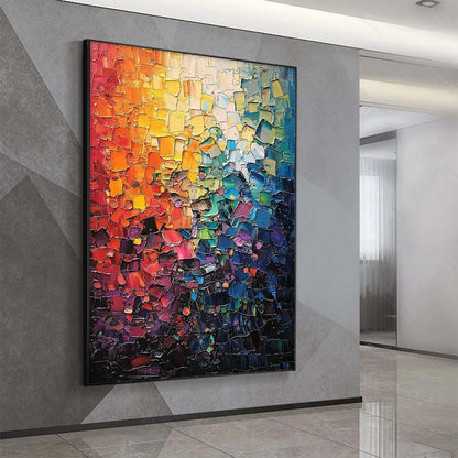 COLOR SYMPHONY: Textured Abstract Impasto Oil Painting | rolled canvas, ready for custom framing