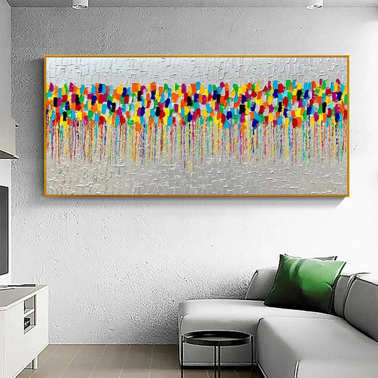 COLORFALL: Vibrant Abstract Oil Painting on Silver Leaf