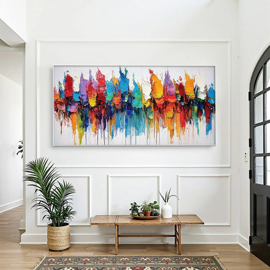 COLORFALLS: Panoramic Abstract Oil Painting in Vibrant Hues