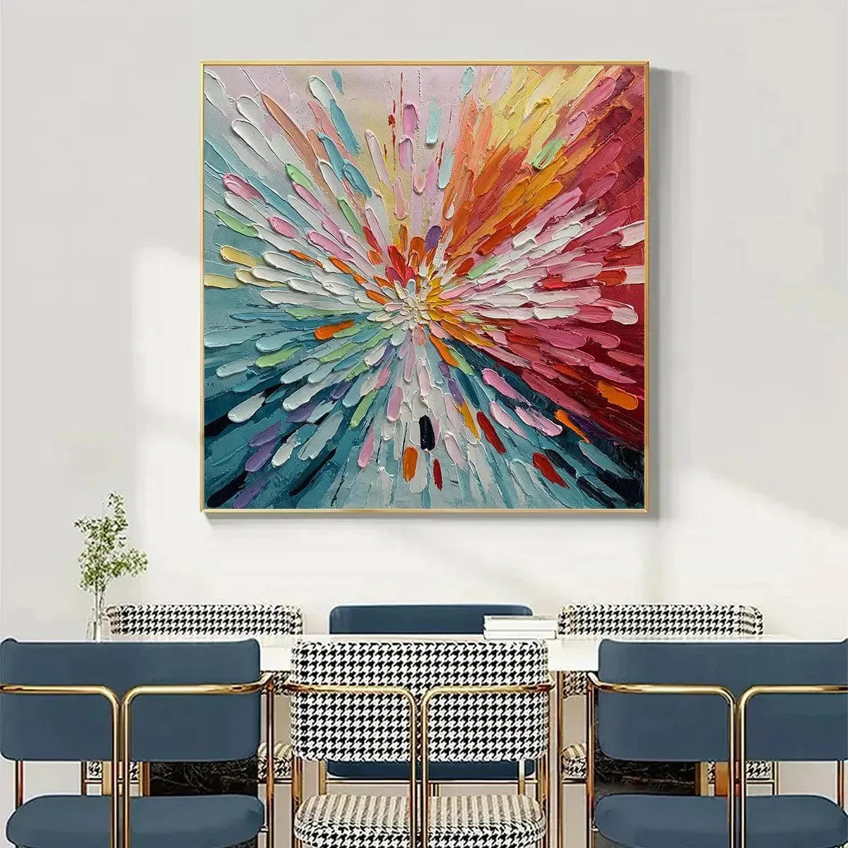 Colorful Abstract Burst Oil Painting - Modern Art | Abstract closeup, raised brushwork detail