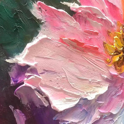 COLORFUL BLOOM: Vertical Impasto Floral Painting in Vibrant Colors | rectangular format, hand-painted canvas edge