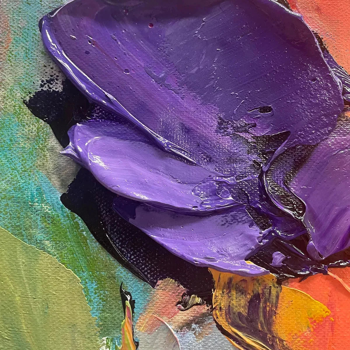 COLORFUL BOUQUET: Vertical Impasto Floral Painting, Vibrant Colorful Flowers, Textured Wall Art | rectangular format, hand-painted canvas edge
