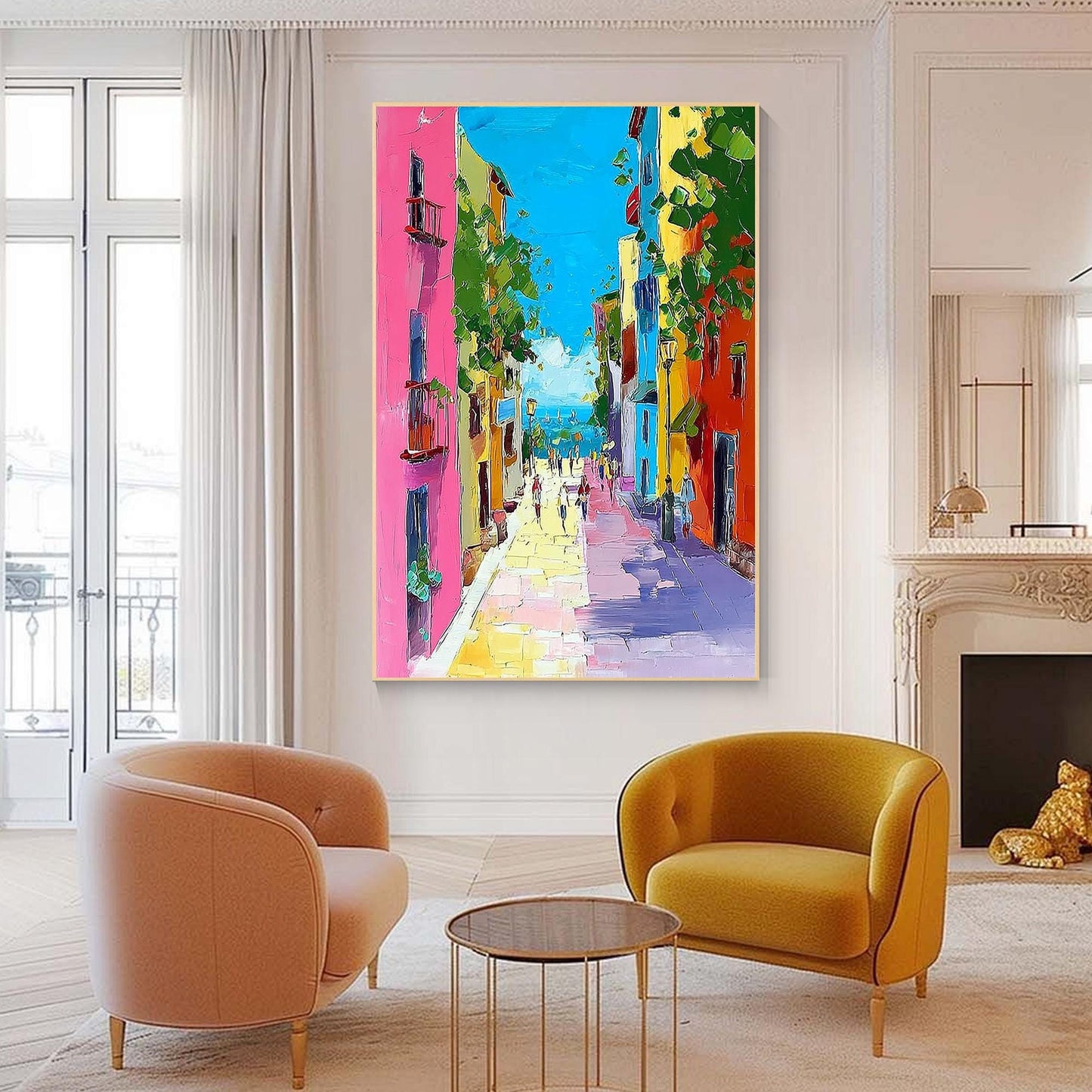 Colorful Burano Venice Painting, Abstract Palette Knife Oil on Canvas #4