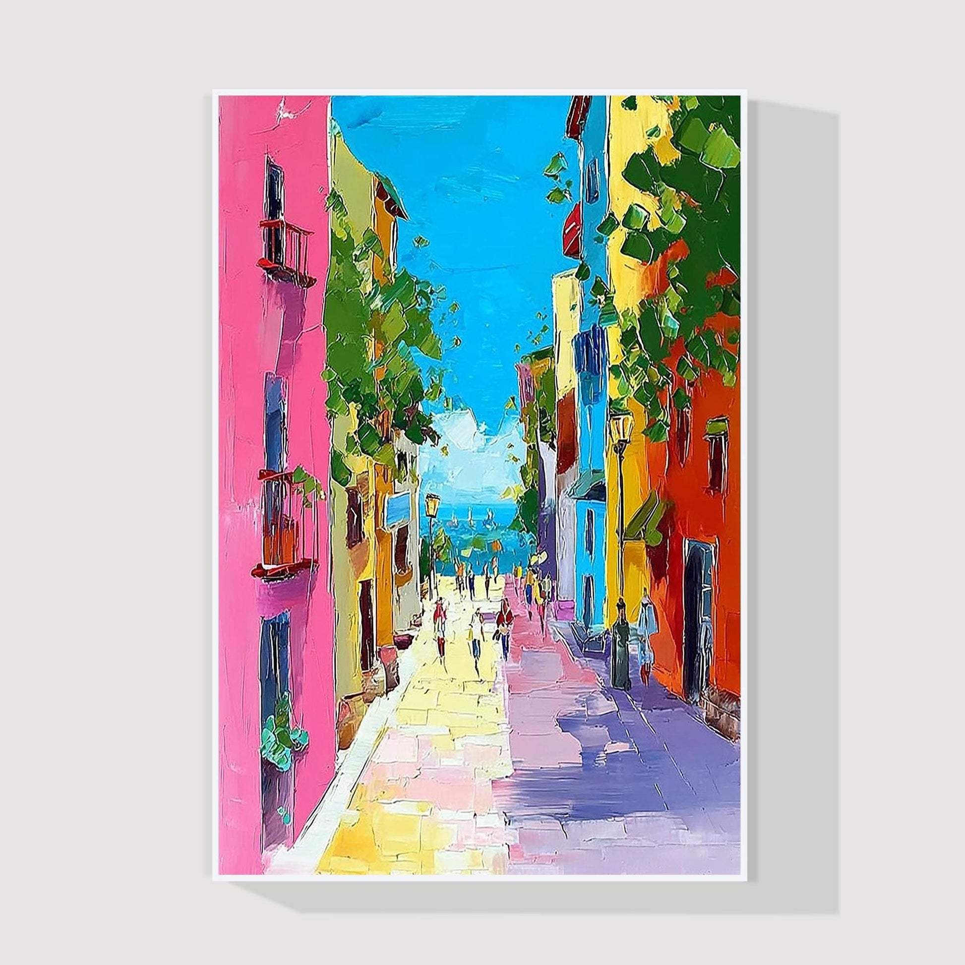 Colorful Burano Venice Painting, Abstract Palette Knife Oil on Canvas #6