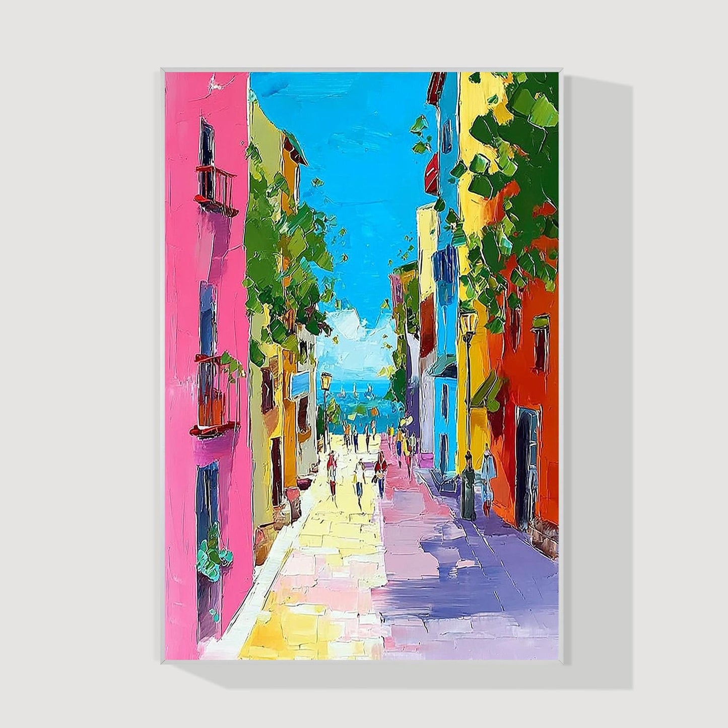 Colorful Burano Venice Painting, Abstract Palette Knife Oil on Canvas #10