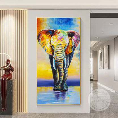 Colorful Elephant Painting: Palette Knife Acrylic Pop Art on Canvas #2