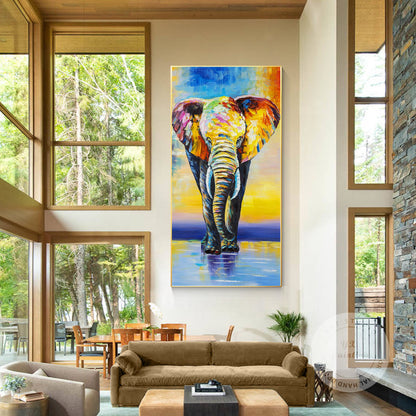 Colorful Elephant Painting: Palette Knife Acrylic Pop Art on Canvas #3