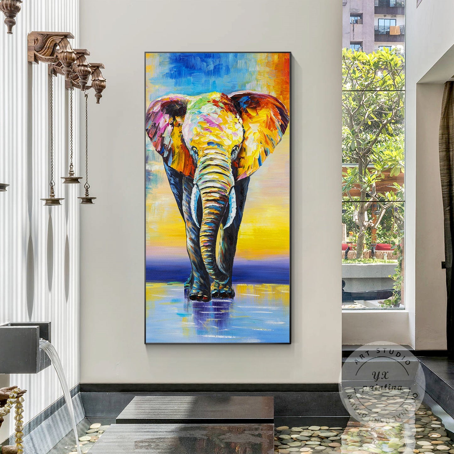 Colorful Elephant Painting: Palette Knife Acrylic Pop Art on Canvas #4