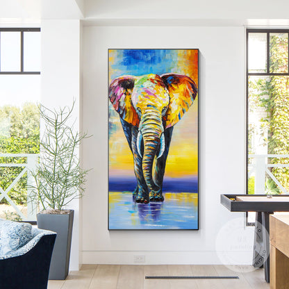 Colorful Elephant Painting: Palette Knife Acrylic Pop Art on Canvas #5
