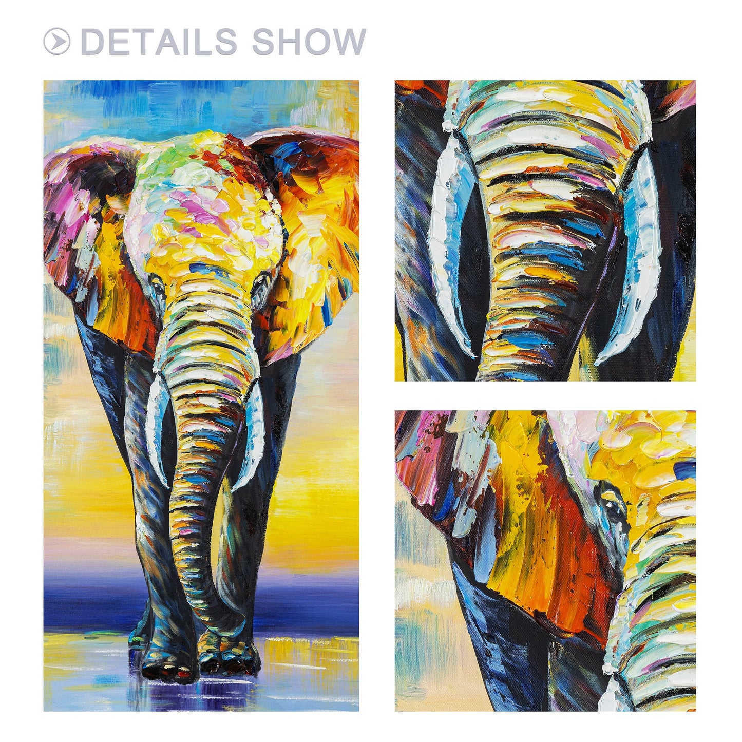 Colorful Elephant Painting: Palette Knife Acrylic Pop Art on Canvas #6