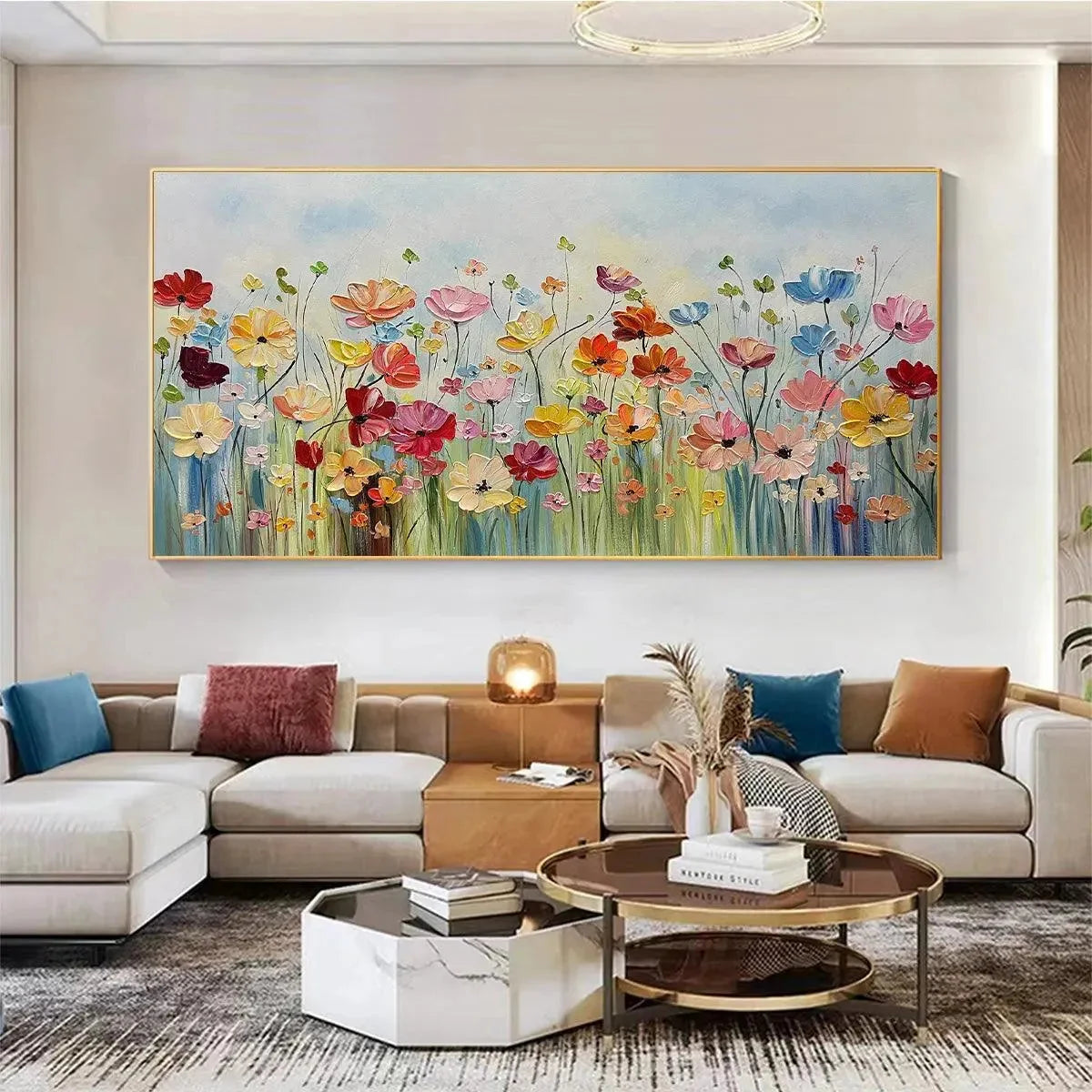 Colorful Floral Oil Painting - Blooming Garden Art | Abstract closeup, raised brushwork detail
