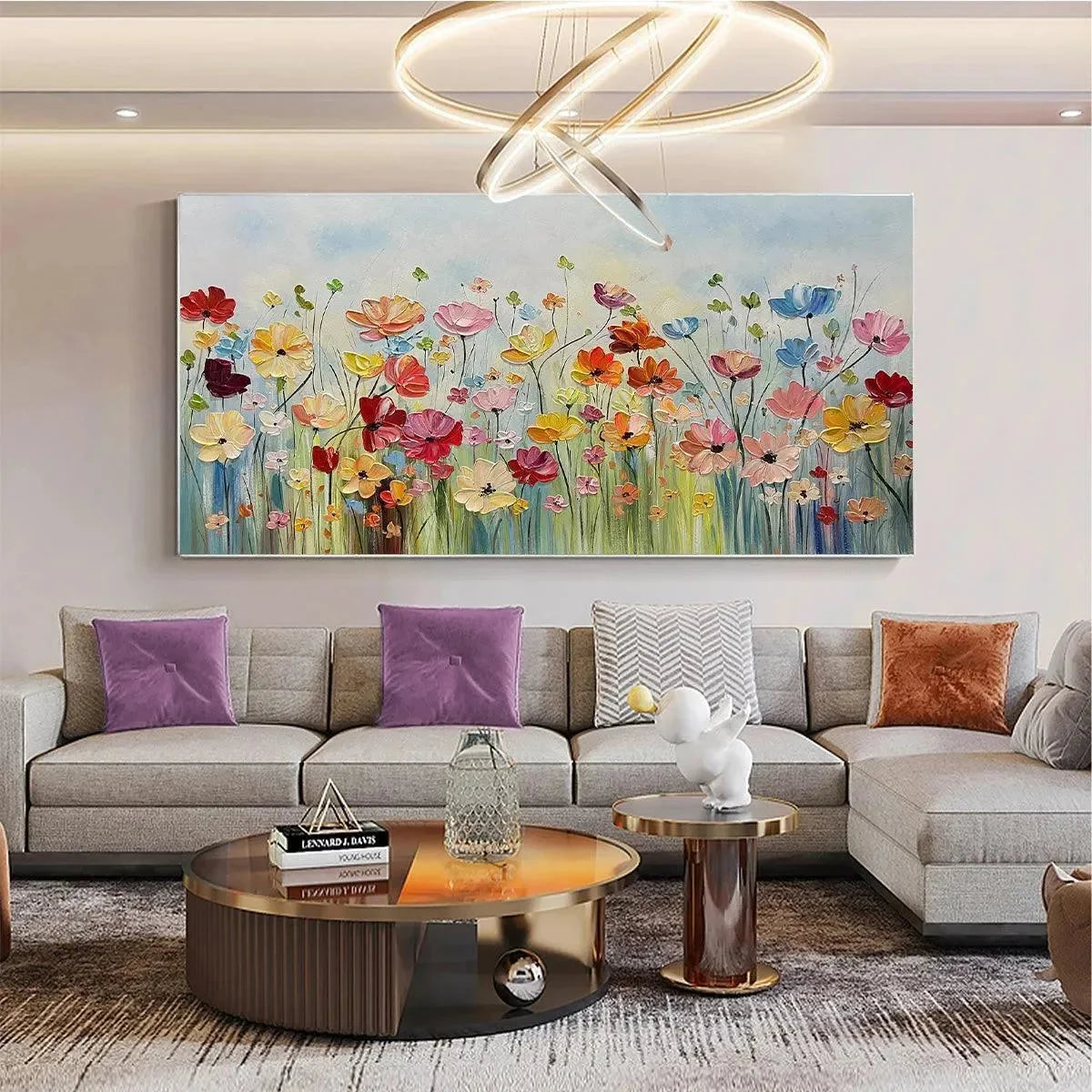 Colorful Floral Oil Painting - Blooming Garden Art | rolled canvas, ready for custom framing