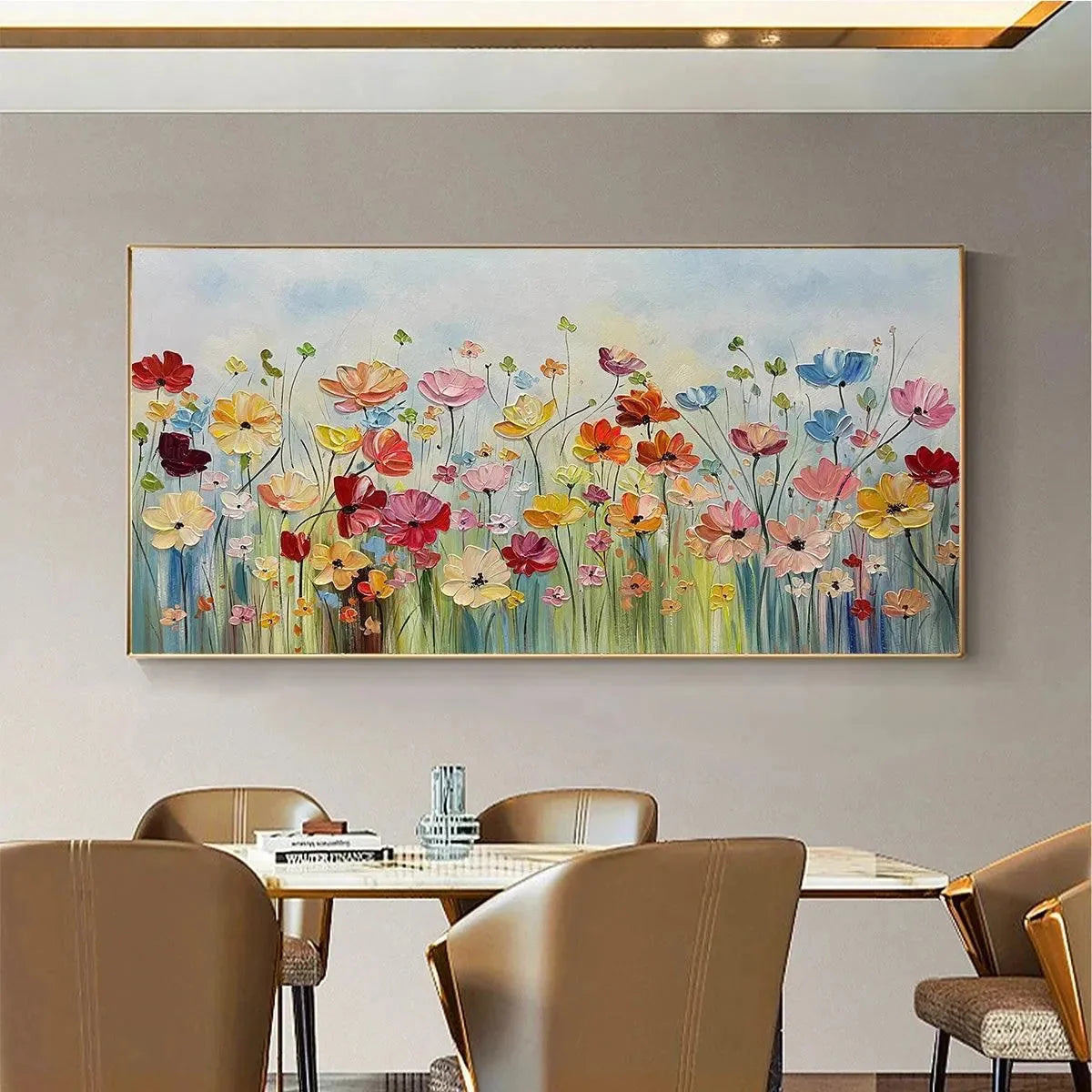 Colorful Floral Oil Painting - Blooming Garden Art | Abstract mood, soft natural light studio shot