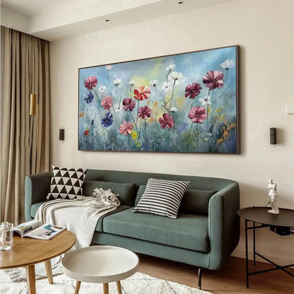 Colorful Floral Oil Painting - Vibrant Garden Art | rolled canvas, ready for custom framing