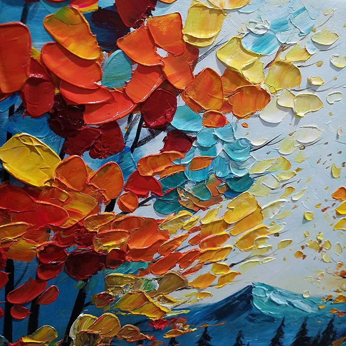 Colorful Forest Landscape Oil Painting - Autumn Vibes | rolled canvas, ready for custom framing