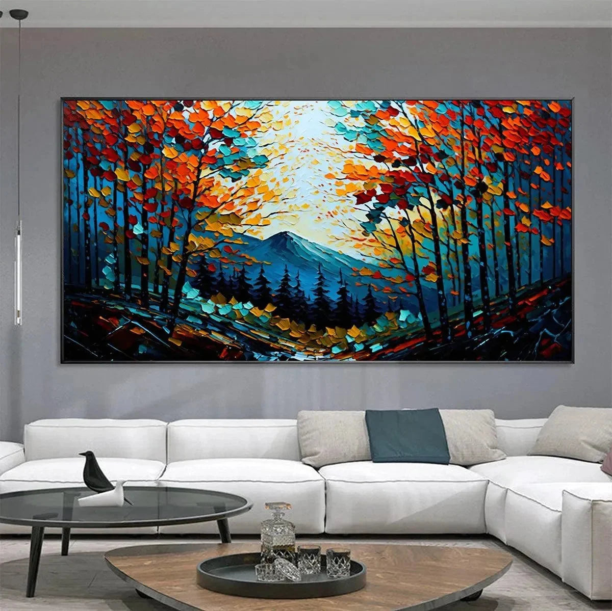 Colorful Forest Landscape Oil Painting - Autumn Vibes | Landscape mood, soft natural light studio shot
