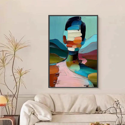 MOSAIC OF BEING: Colorful Abstract Impasto Portrait Wall Art | Figurative closeup, raised brushwork detail