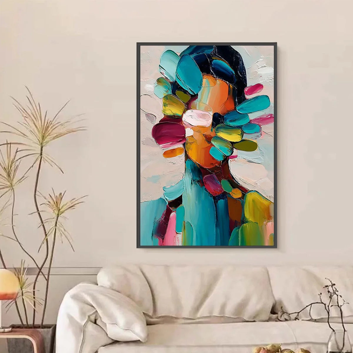 PERSONA IN BLOOM: Colorful Abstract Portrait Impasto Oil Painting | Figurative closeup, raised brushwork detail