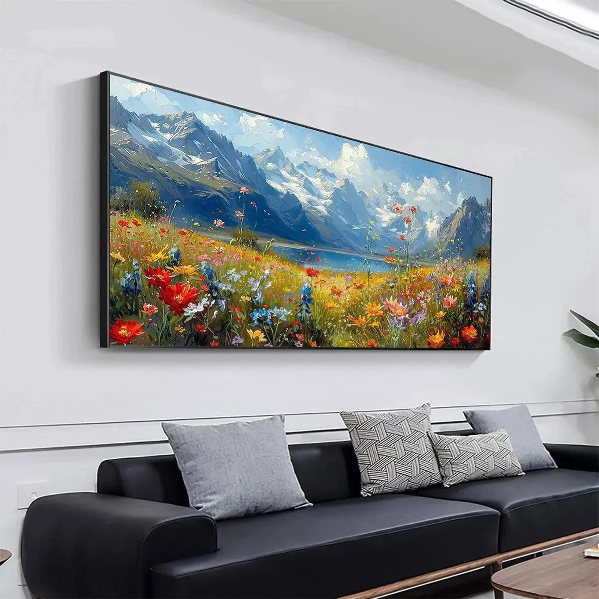 ALPINE MEADOW: Colorful Mountain Landscape Wildflower Painting | colorful palette, original bedroom art