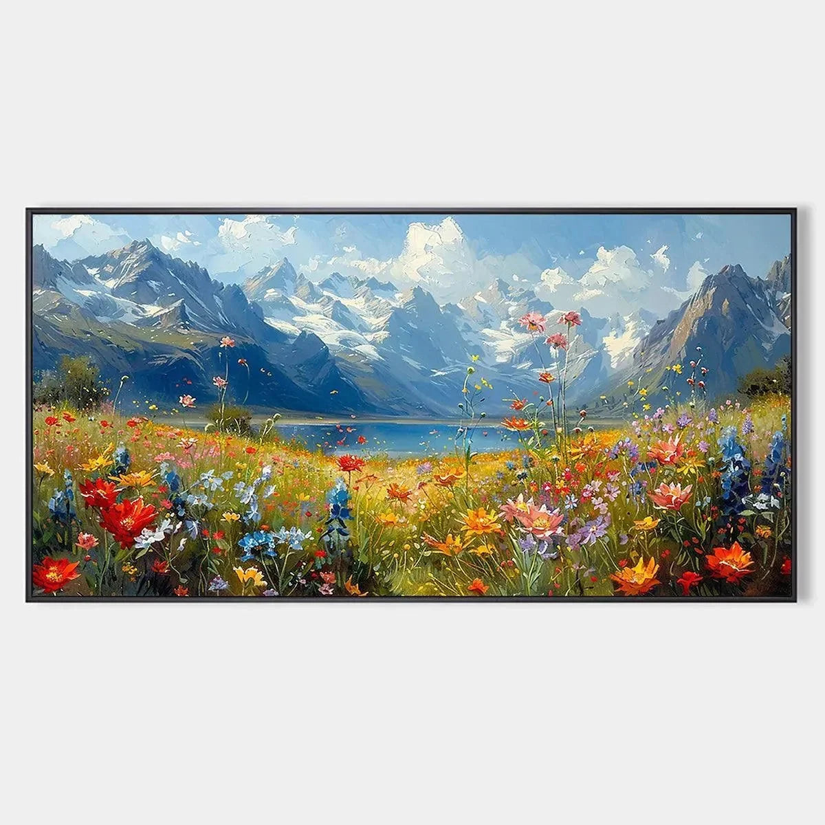 Alpine Meadow abstract oil painting, hand-painted by UArtShow