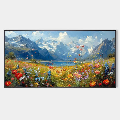 Alpine Meadow abstract oil painting, hand-painted by UArtShow