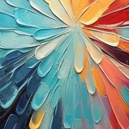 COLORFUL RADIANCE: Abstract Painting in Vibrant Colors | rectangular format, hand-painted canvas edge