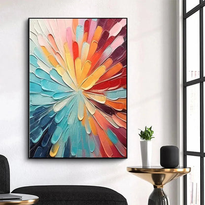 COLORFUL RADIANCE: Abstract Painting in Vibrant Colors | beige palette, original Hand-painted on premium stretched canvas using artist-grade oils; rich layered surface combines smooth gradients wit...