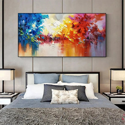 COLORFUL REFLECTIONS: Textured Abstract Landscape Painting | Abstract mood, soft natural light studio shot