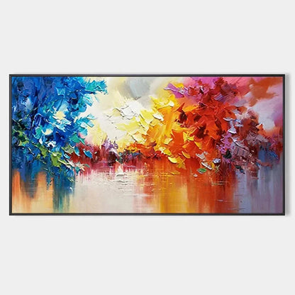 COLORFUL REFLECTIONS: Textured Abstract Landscape Painting | hanging in COLORFUL REFLECTIONS: Textured Abstract Landscape Painting featuring layered textured brushwork in refined tones; abstract co...