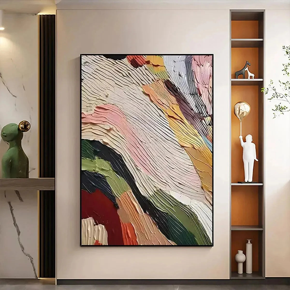 COLORFUL RIDGE: Textured Abstract Painting, Colorful Wall Art, Vertical Canvas, Impasto Decor | Abstract closeup, raised brushwork detail