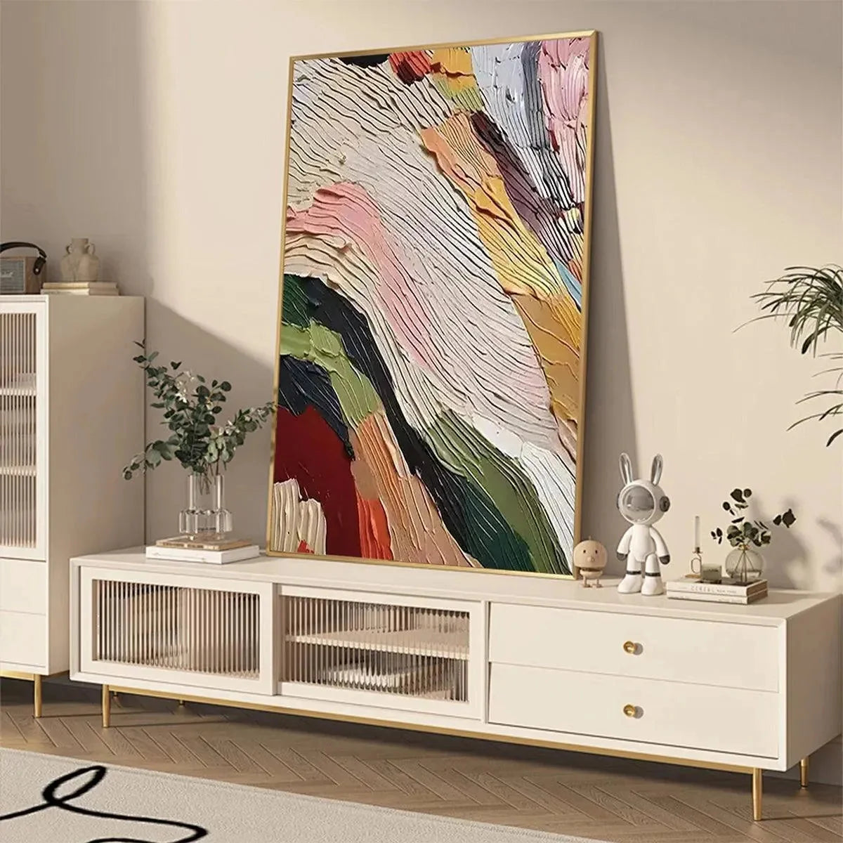 COLORFUL RIDGE: Textured Abstract Painting, Colorful Wall Art, Vertical Canvas, Impasto Decor | rolled canvas, ready for custom framing