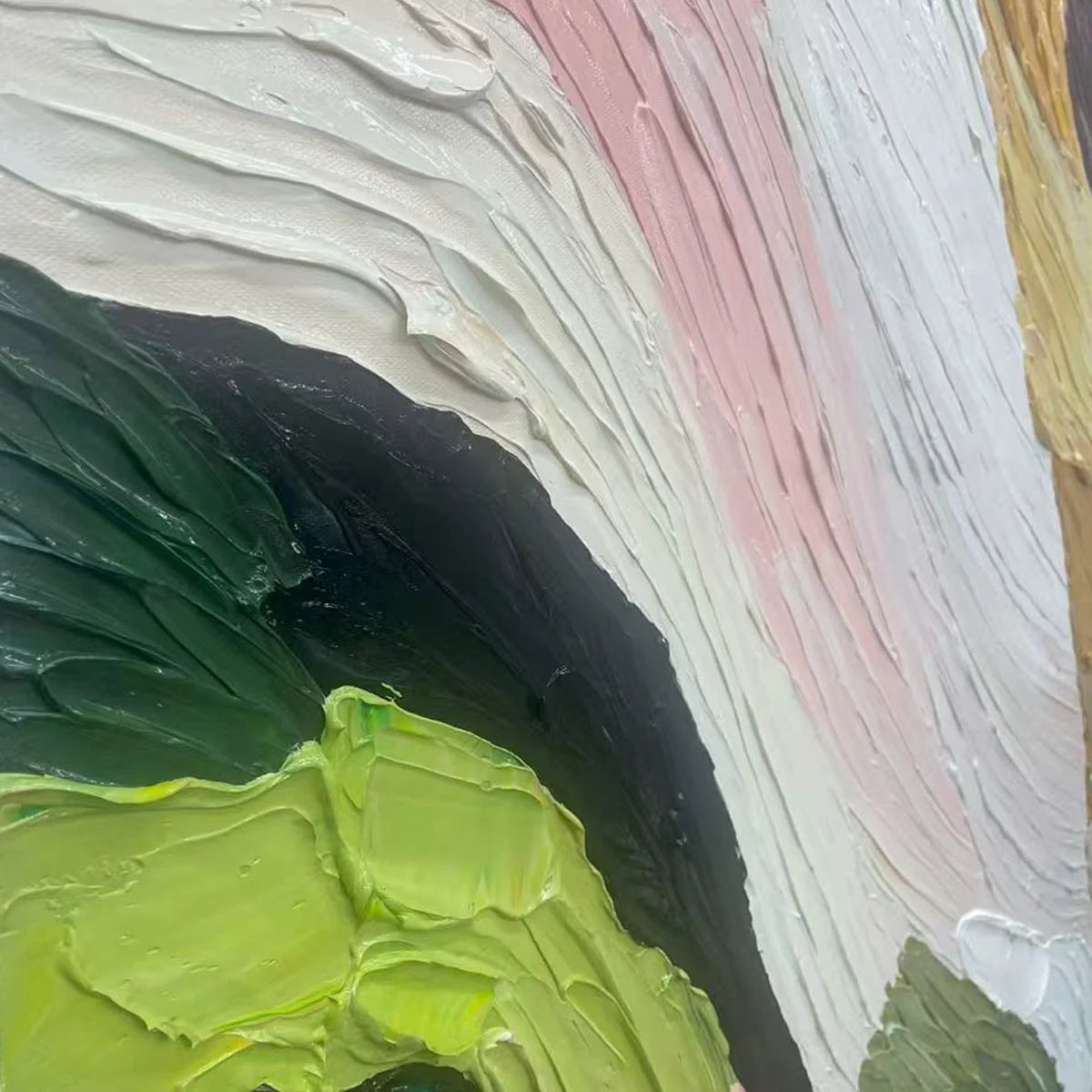 COLORFUL RIDGE: Textured Abstract Painting, Colorful Wall Art, Vertical Canvas, Impasto Decor | black frame version on white wall