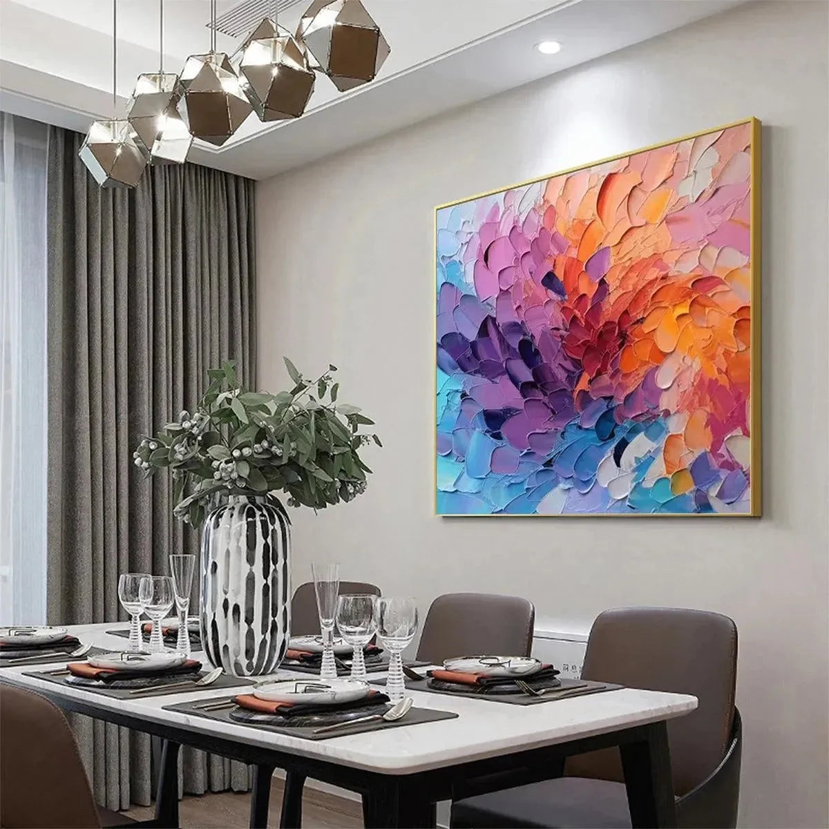 COLORFUL WHIRL: Textured Abstract Painting, Impasto Wall Art, Square Canvas, Modern Decor | beige palette, original Hand-painted on premium stretched canvas using artist-grade oils; rich layered su...
