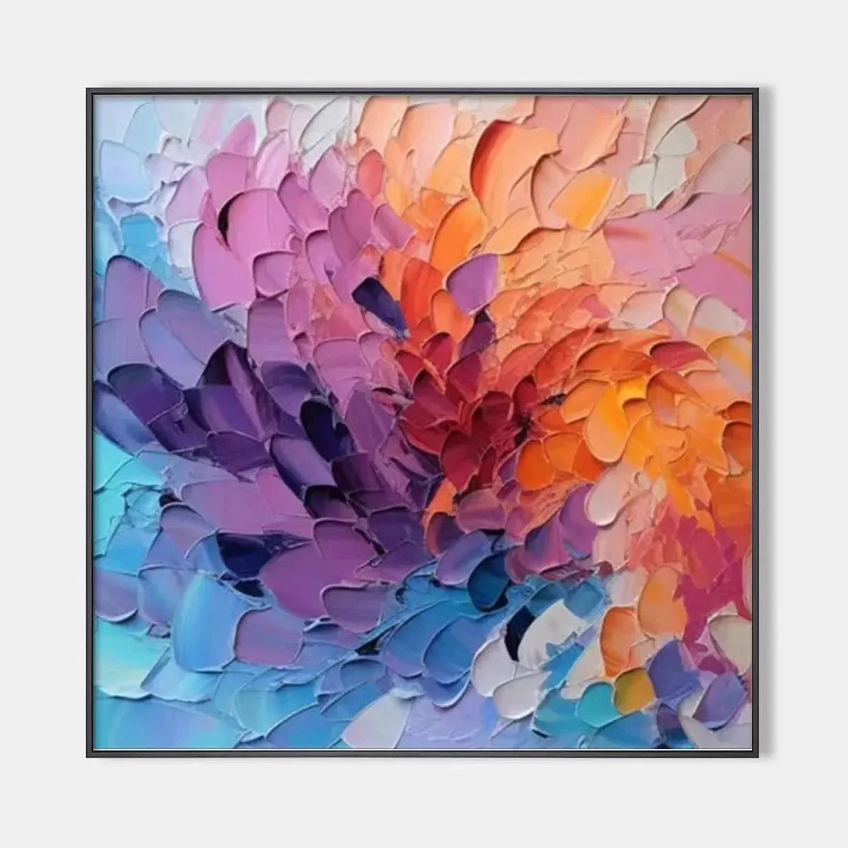 COLORFUL WHIRL: Textured Abstract Painting, Impasto Wall Art, Square Canvas, Modern Decor | hanging in COLORFUL WHIRL: Textured Abstract Painting, Impasto Wall Art, Square Canvas, Modern Decor feat...