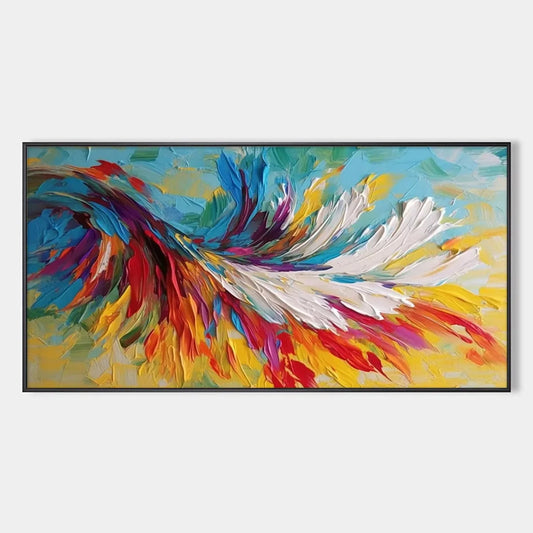 COLORFUL WHIRLWIND: Large Abstract Impasto Oil Painting on Canvas | hanging in COLORFUL WHIRLWIND: Large Abstract Impasto Oil Painting on Canvas featuring layered textured brushwork in refined tone...