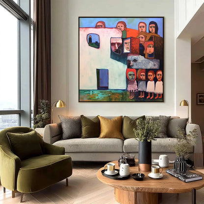 COMMUNITY OF SOULS: Colorful Figurative Portrait Painting | Figurative closeup, raised brushwork detail