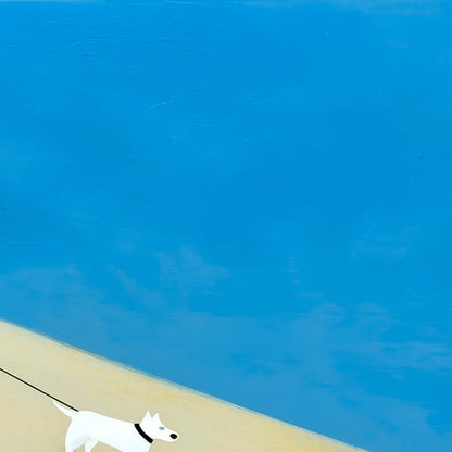 COMPANION: Textured Minimalist Painting of a Seaside Stroll | rolled canvas, ready for custom framing