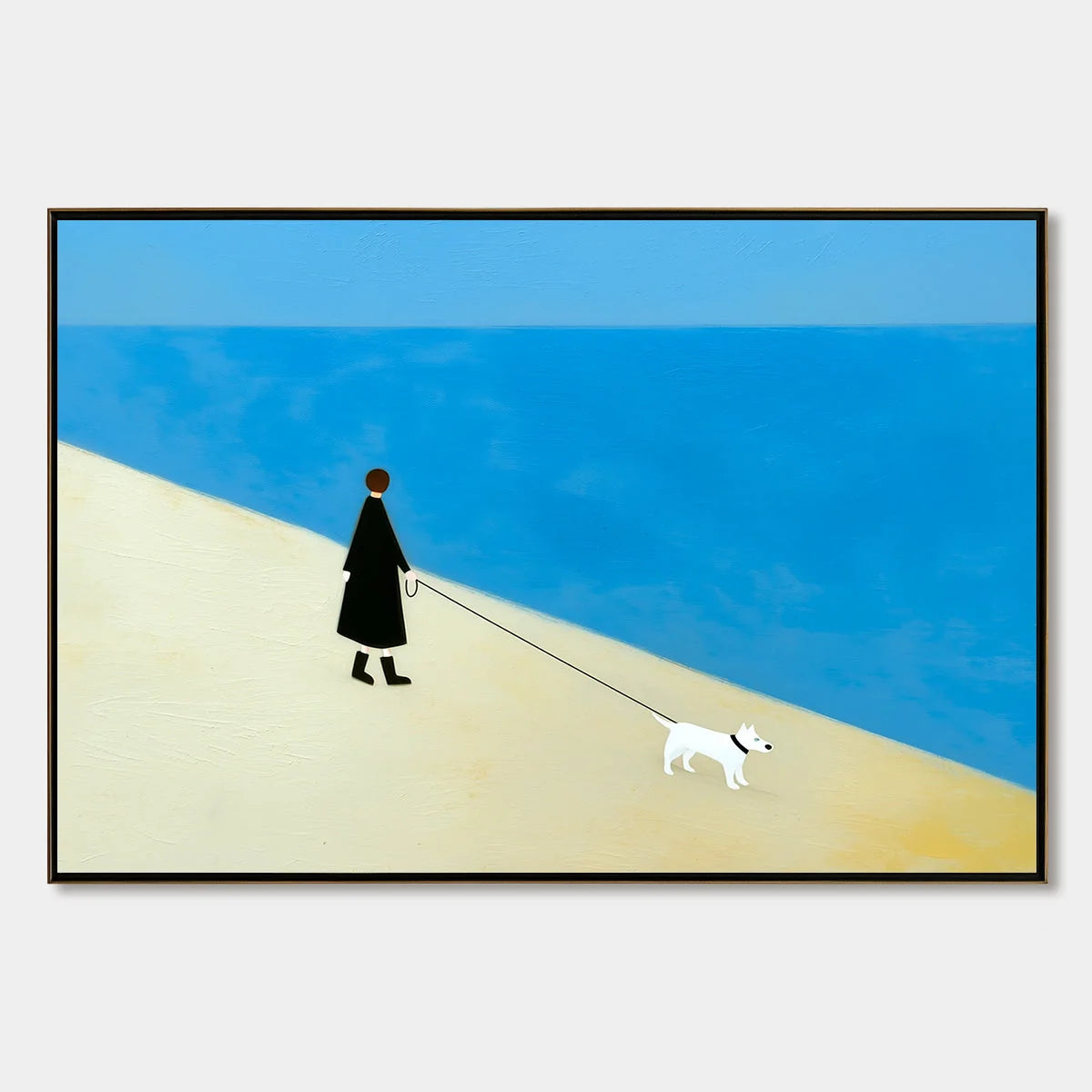 COMPANION: Textured Minimalist Painting of a Seaside Stroll | hanging in COMPANION: Textured Minimalist Painting of a Seaside Stroll featuring layered textured brushwork in refined tones; minimalis...