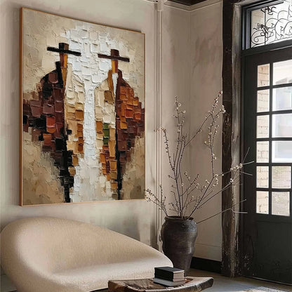 THE COMPANIONS: Heavily Textured Abstract Figurative Impasto Painting | multi-color palette, original oil on stretched canvas art