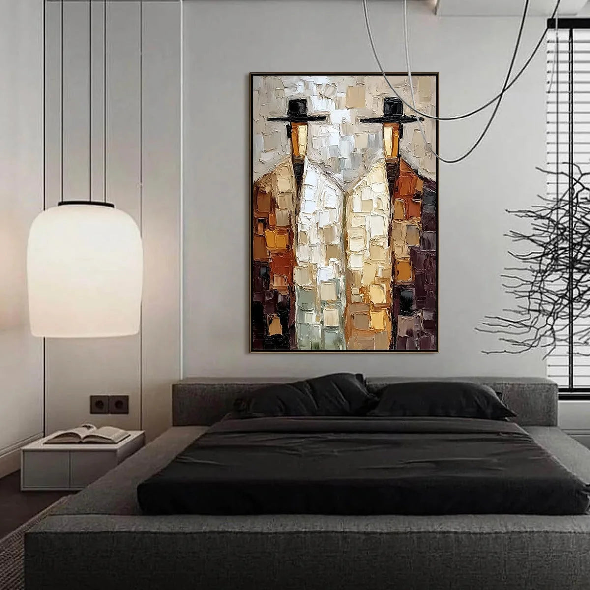 THE COMPANIONS: Textured Abstract Figurative Impasto Oil Painting | Figurative closeup, raised brushwork detail