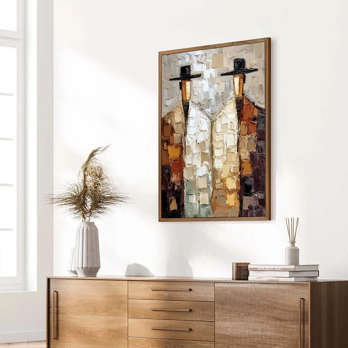 THE COMPANIONS: Textured Abstract Figurative Impasto Oil Painting | multi-color palette, original oil on stretched canvas art