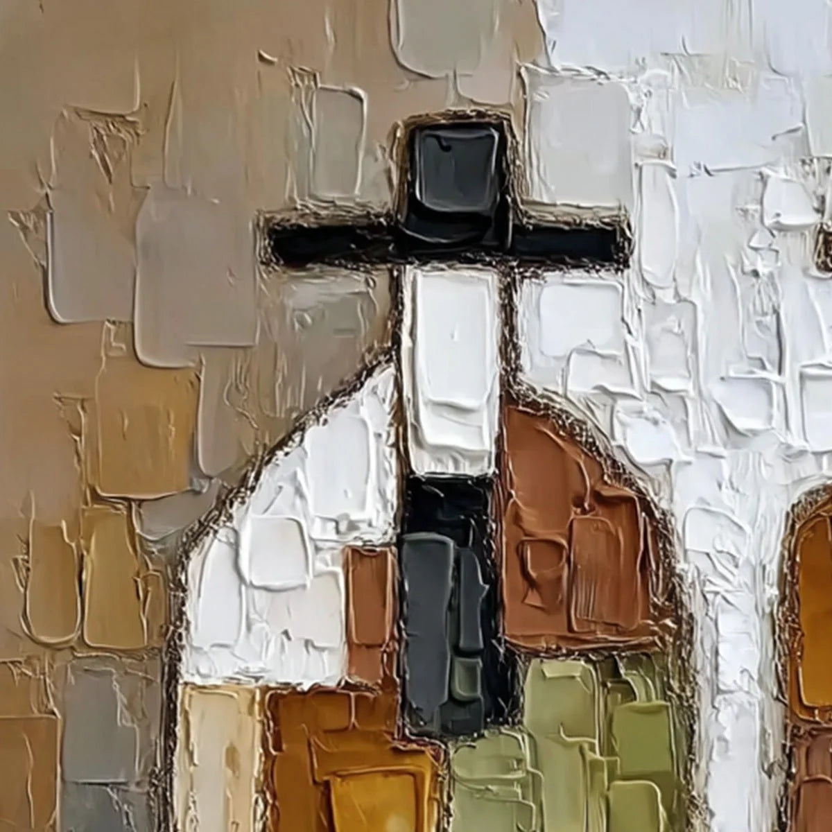 COMPANIONS: Textured Abstract Figurative Impasto Painting | rolled canvas, ready for custom framing